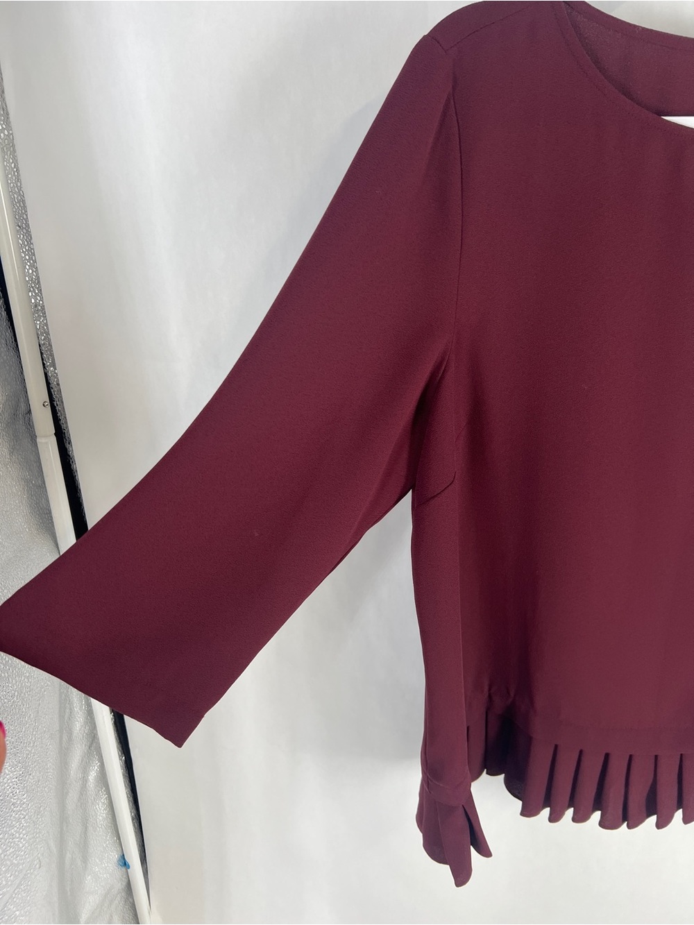 J. Jill Wine Burgundy Pleated-Hem Blouse - Picture 4 of 12